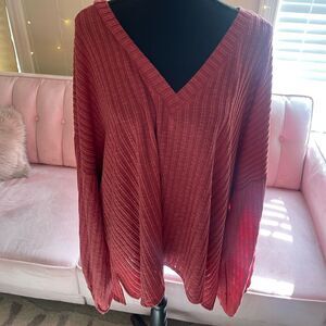 Chic Soul Plus Size 3X Pink Long Bell Sleeve Top